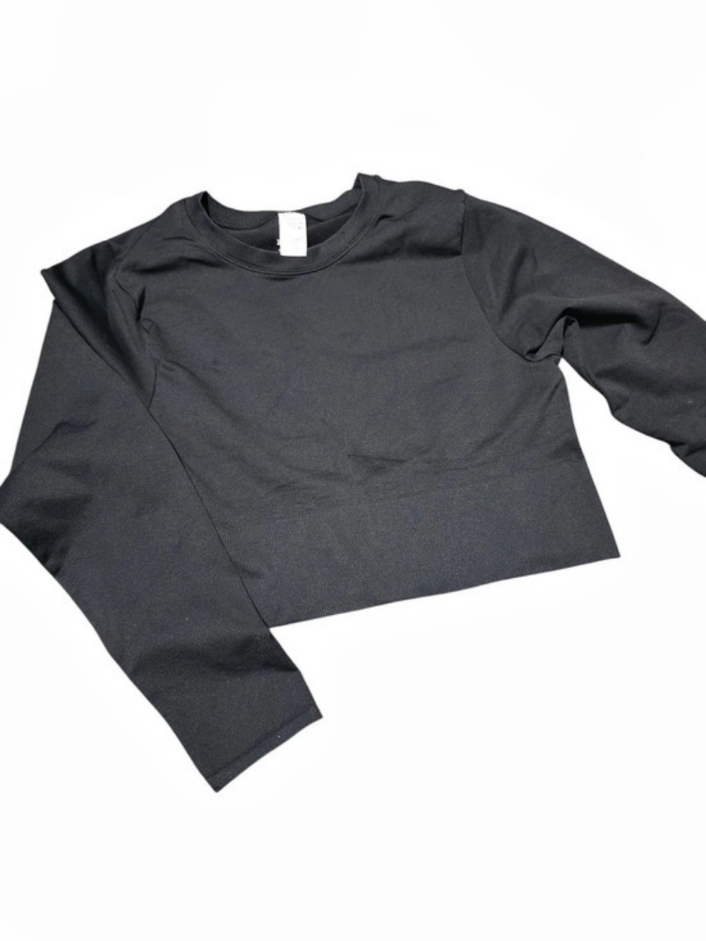 Pink Long Sleeve Cropped Ribbed Black Top Athletic XL